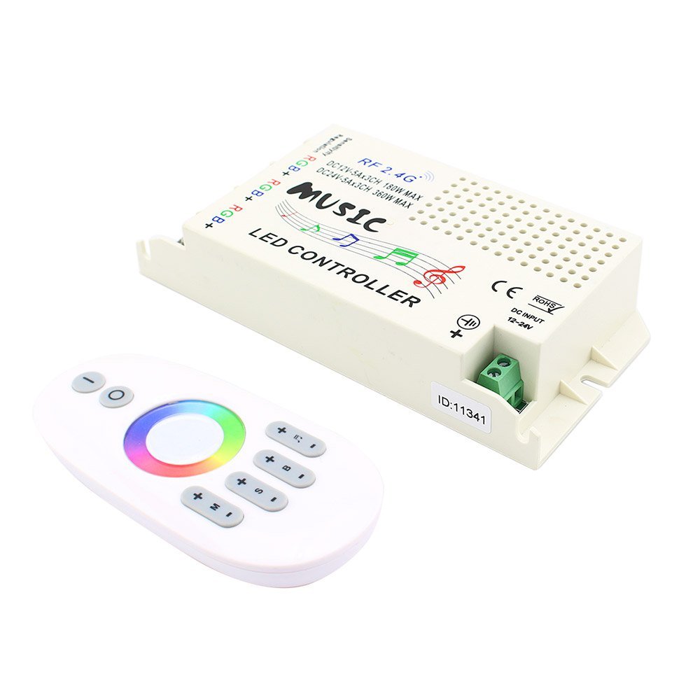 DC12/24V 3A4CH Max 144W, LED Music rhythm Black or White Controller Sound Recognition for bar or cars, IR Remote control RGB Strips or Modules DC12/24V 3A4CH Max 144W, LED Music rhythm Black or White Controller Sound Recognition for bar or cars, IR Remote control RGB Strips or Modules